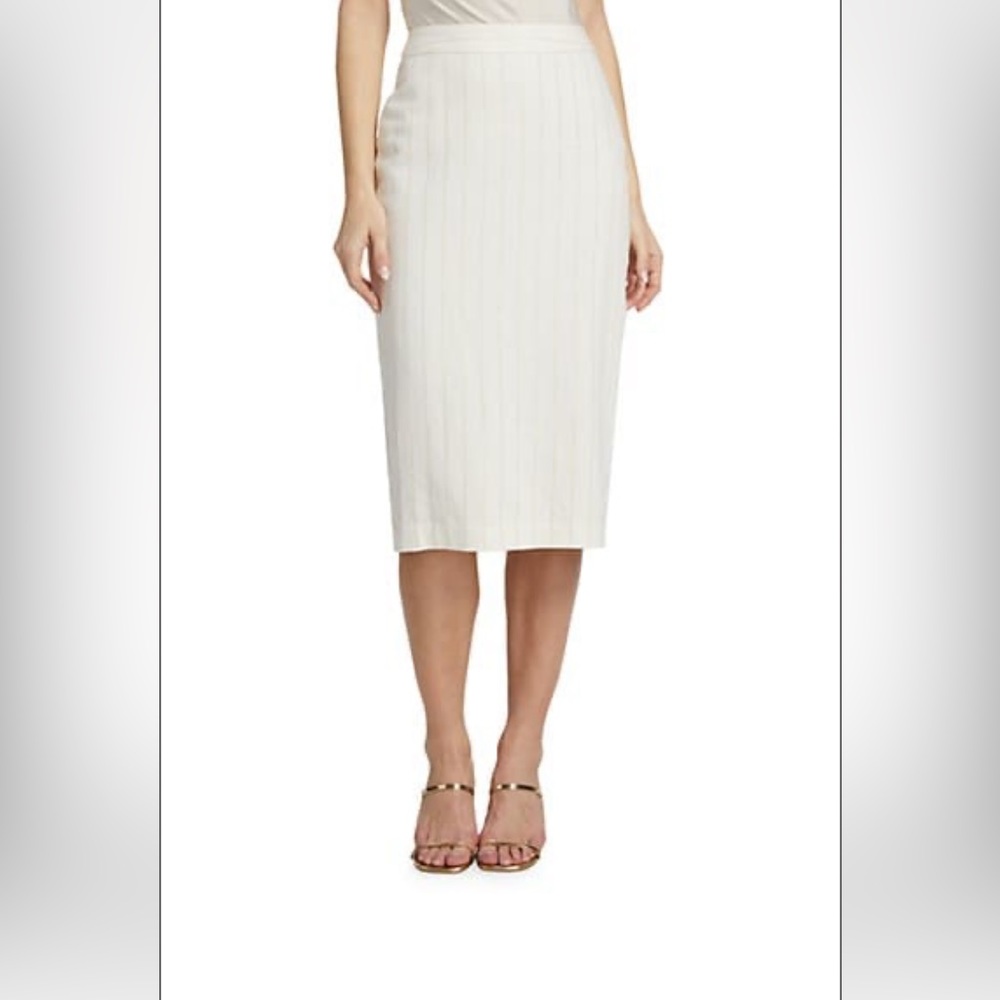 L’Agence Julie Metallic-Pinstriped Pencil Skirt